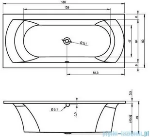 Riho Lima wanna prostokątna 180x80cm z hydromasażem Air prawa B052006005 - Wanny z hydromasażem Riho Lima wanna prostokątna 180x80cm z hydromasażem Air prawa B052006005 - Wanny z hydromasażem - miniaturka - grafika 2