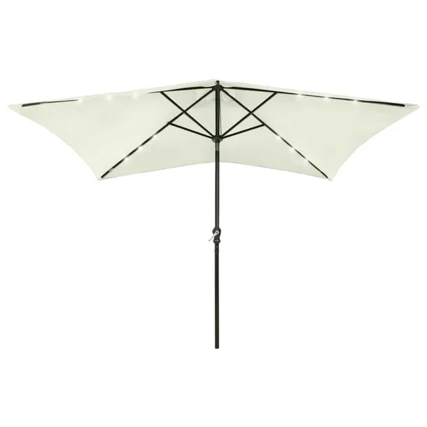 Parasol ogrodowy piaskowy 200 x 300 x 247 cm z lampkami LED