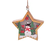 Oświetlenie świąteczne - Lampka świąteczna BELINE drewniana bałwanek gwiazda - miniaturka - grafika 1