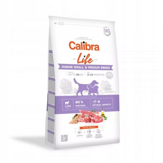 Calibra Dog Life Junior jagnięcina dla małych i średnich ras - 12 kg