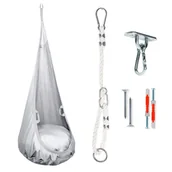 Wyposażenie pokoiku dziecięcego - Huśtawka wisząca jasnoszara Hamak dla dzieci - miniaturka - grafika 1