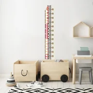 Wyposażenie pokoiku dziecięcego - Naklejka ścienna pociągi czerwone - miarka wzrostu - miniaturka - grafika 1