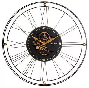 Zegar wiszący czarno złoty metal szkło 90 cm - Zegary - miniaturka - grafika 1