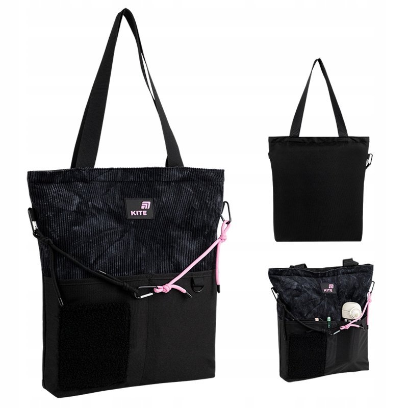 Torba shopper dla dziewczyn czarna z łańcuszkiem zdejmowanym Kite