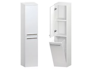 Słupek Łazienkowy ATH 30 cm DK Lewy - Biały Mat - Uchwyty Chromowane - Szafki łazienkowe - miniaturka - grafika 1