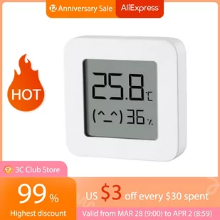 AliExpress XIAOMI Mijia termometr bezprzewodowy higrometr 2 ekran LCD cyfrowy czujnik wilgotności wilgotności - Elektronika OUTLET - miniaturka - grafika 1
