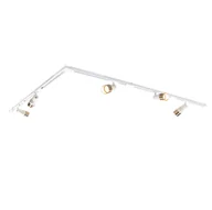 Lampy sufitowe - QAZQA Nowoczesny system oświetlenia szynowego z 5 reflektorami w kolorze beżowym ze złotymi akcentami - Iconic Kohua - miniaturka - grafika 1