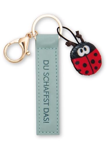 NICI Breloczek do kluczy z tasiemką ze sztucznej skóry 10 cm z biedronką i turkusowym towarzyszem do plecaka lub torby, uchwyt na klucze dla małych i dużych 62023