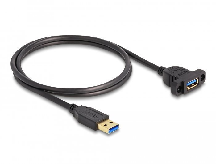 Delock SuperSpeed USB 5 Gbps USB 3.2 Gen 1 Kabel USB Typ-A wtyk do gniazda 1 m do zabudowy czarny 87855