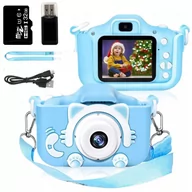 Aparaty Cyfrowe - Aparat Cyfrowy Dla Dzieci Kotek z Kartą Pamięci 32 GB - Niebieski - miniaturka - grafika 1