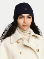 Czapki damskie - TOMMY HILFIGER zimowa czapka damska beani granatowa wełniana - miniaturka - grafika 1