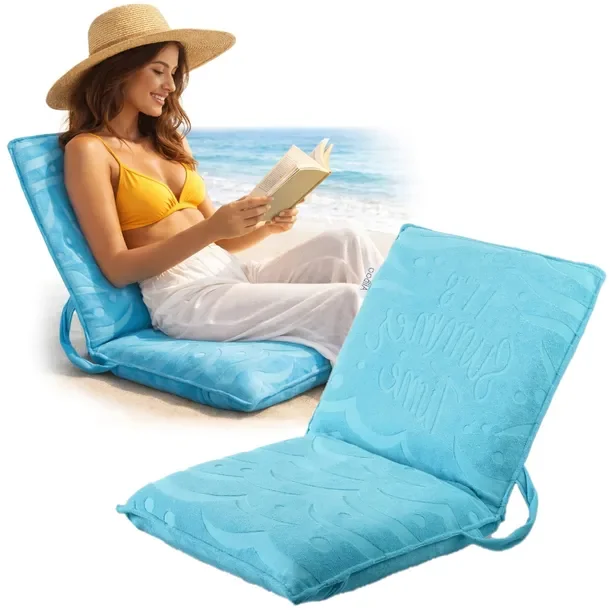 Leżak Plażowy Składany Błękitny Summer Time Lekki Przenośny 150kg