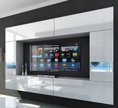 Meblościanki - Meblościanka Meble do Salonu Rtv Biały Połysk 182 cm Lejda C29 1M - miniaturka - grafika 1