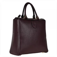 Torebki damskie - Elegancka torebka skórzana kuferek bordo - miniaturka - grafika 1