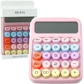 Kalkulatory - Kalkulator biurowy na baterie różowy - miniaturka - grafika 1