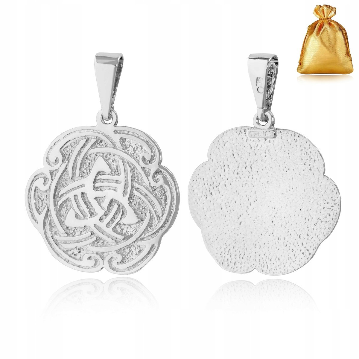 ZAWIESZKA SREBRNA MĘSKA 925 RODOWANY TALIZMAN CELTYCKI MĘSKI MEDALIK SREBRO