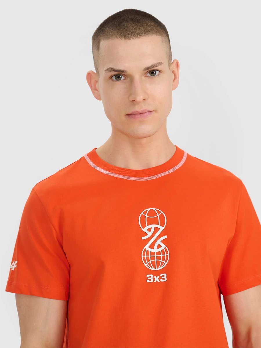 T-shirt męski 4F 4FRSS25TTSHM3092-70S Pomarańczowy Roz. M