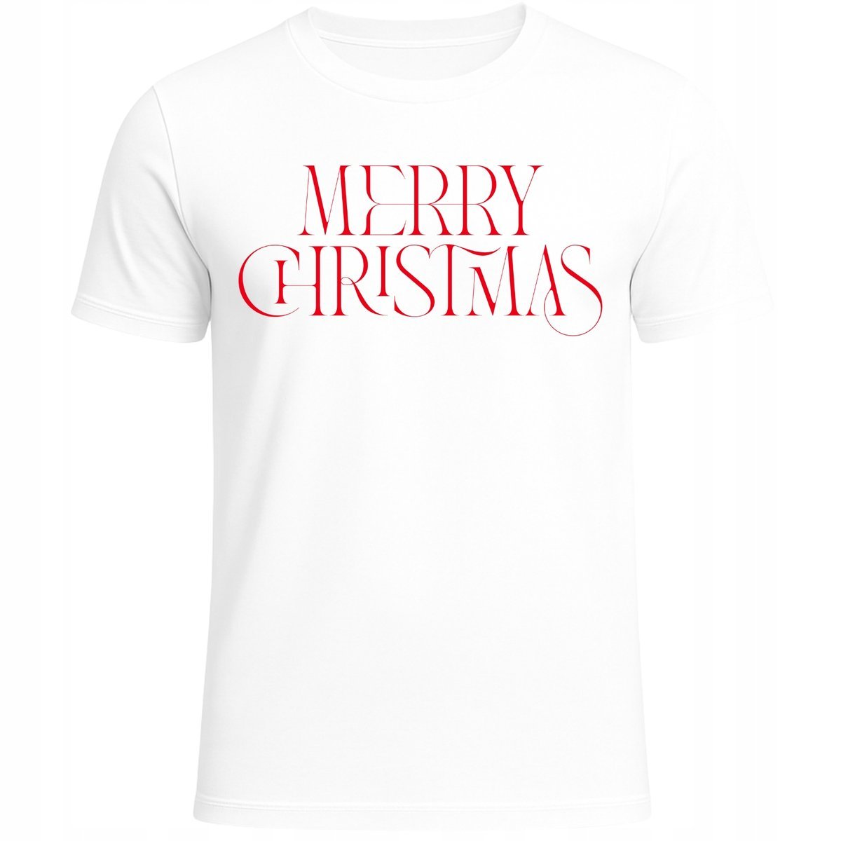 KOSZULKA ŚWIĄTECZNA MERRY CHRISTMAS CZERWONY NAPIS ELEGANCKA PREZENT S