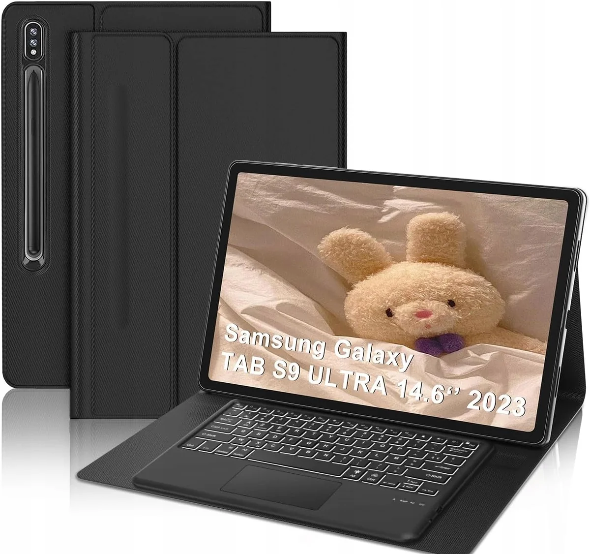 KLAWIATURA ETUI TABLET BEZPRZEWODOWA TOUCHPAD PODŚWIETLENIE AZERTY MIĘKKIE
