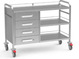 Ko02.D mobilny stolik zabiegowy ze stali kwasoodpornej z blatami i szufladami - Meble i wyposażenie gabinetów medycznych - miniaturka - grafika 1