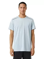 Koszulki męskie - Koton Męski T-shirt sportowy z nadrukiem w paski i okrągłym dekoltem, szary (910), M - miniaturka - grafika 1