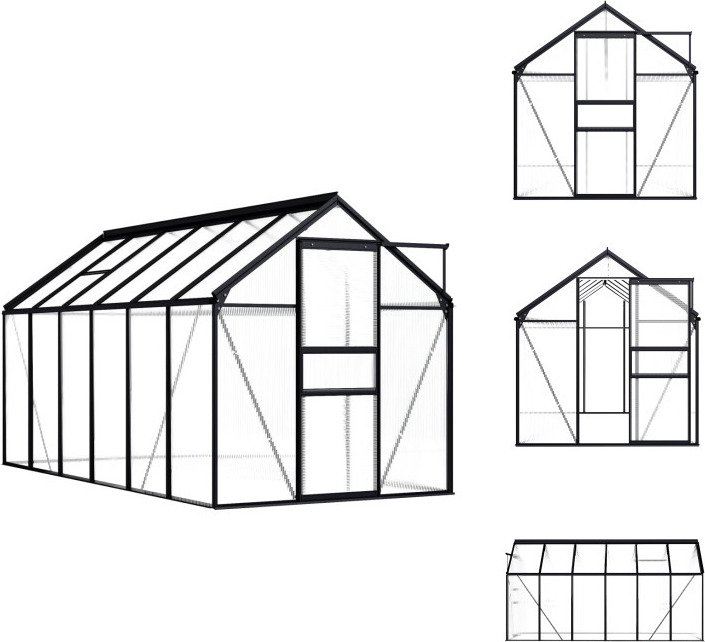 vidaXL Szklarnia aluminiowa antracyt 7,03 m² - Szklarnie