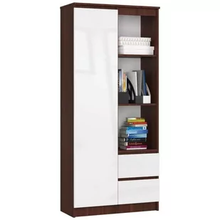 REGAŁ BIUROWY R 80 cm CLP R11 WENGE / BIAŁY POŁYSK - Regały biurowe - miniaturka - grafika 1