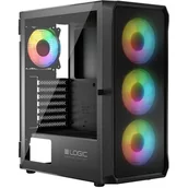 Obudowy komputerowe - LOGIC OBUDOWA LOGIC PORTOS ARGB MIDI USB 3.0 BLACK - miniaturka - grafika 1