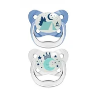 Smoczki uspokajające - Dr Brown's Smoczek ortodontyczny PreVent 6-18m świecący w ciemności, niebieski/przezroczysty, 2szt - miniaturka - grafika 1