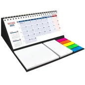 Kalendarze - Wokół Nas KALENDARZ SZKOLNY BIURKOWY Z NOTESEM SPIRALOWANY 205X100 WN KB057B CZARNY - miniaturka - grafika 1