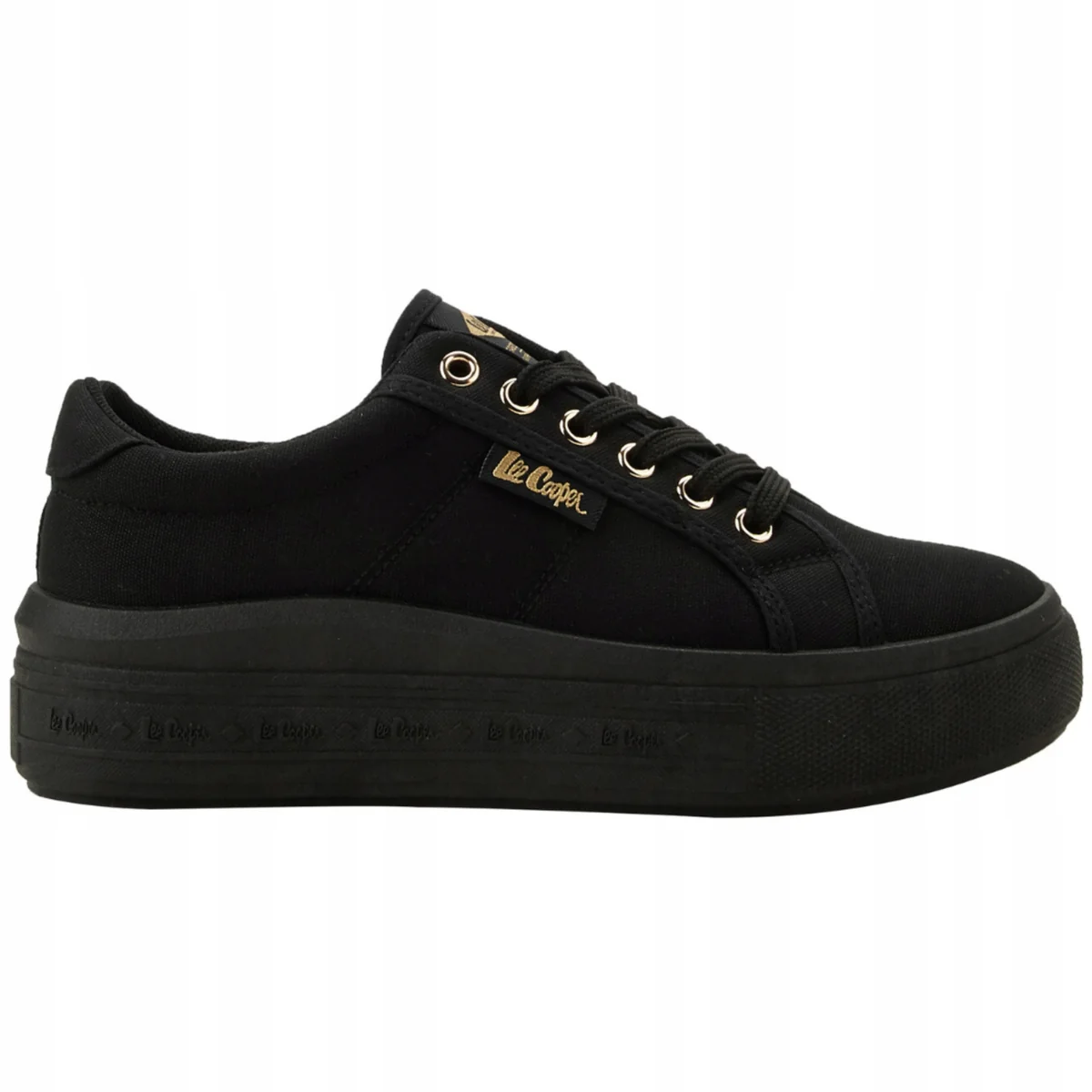 LEE COOPER DAMSKIE MŁODZIEŻOWE BUTY SNEAKERSY CZARNE LCW-26-44-4475LA półbuty tekstylne sznurowane wkładka 23 cm obcas 3 cm