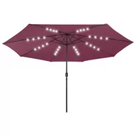 Parasole ogrodowe - vidaXL Lumarko Parasol ogrodowy z LED i stalowym słupkiem, 400 cm, bordowy! 312534 - miniaturka - grafika 1