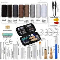 Rękodzieło - TEMU Zestaw do szycia skóry, zestaw do szycia skóry, zestaw do naprawy tapicerki z szydłem, nicią do szycia, rozpinaczem, nożyczkami, zestaw narzędzi - miniaturka - grafika 1