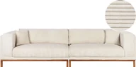 Sofy i kanapy - BELIANI Sofa 4-osobowa beżowa tapicerowana sztruksowa drewniane nóżki grubo wyścielana styl nowoczesny do salonu - miniaturka - grafika 1