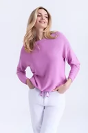 Swetry damskie - Różowy sweter z półokrągłym dekoltem - Greenpoint - miniaturka - grafika 1