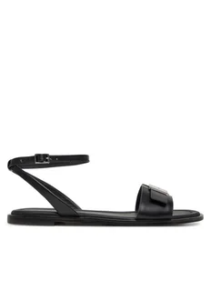 Calvin Klein Sandały Flat Sandal W/Ck Hw - Lth HW0HW02367 Czarny - Sandały damskie - miniaturka - grafika 1