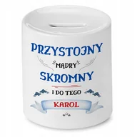 Skarbonki - Skarbonka dla Karola na Urodziny Idealny Prezent z Nadrukiem ze Zdjęciem + Opakowanie na prezent (wzór 02) - miniaturka - grafika 1