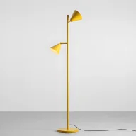 Lampy stojące - Lampa stojąca w kolorze musztardowym Form z dwoma regulowanymi kloszami w kształcie stożków - miniaturka - grafika 1