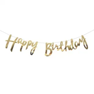 Girlanda Happy Birthday złota - Dekoracje sali - miniaturka - grafika 1
