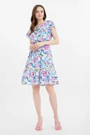 Sukienki - Wiskozowa sukienka  w kolorowe kwiaty - Greenpoint - miniaturka - grafika 1