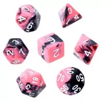 Rebel Komplet kości Rpg - Dwukolorowe - Różowo-cza - Akcesoria do gier planszowych - miniaturka - grafika 1