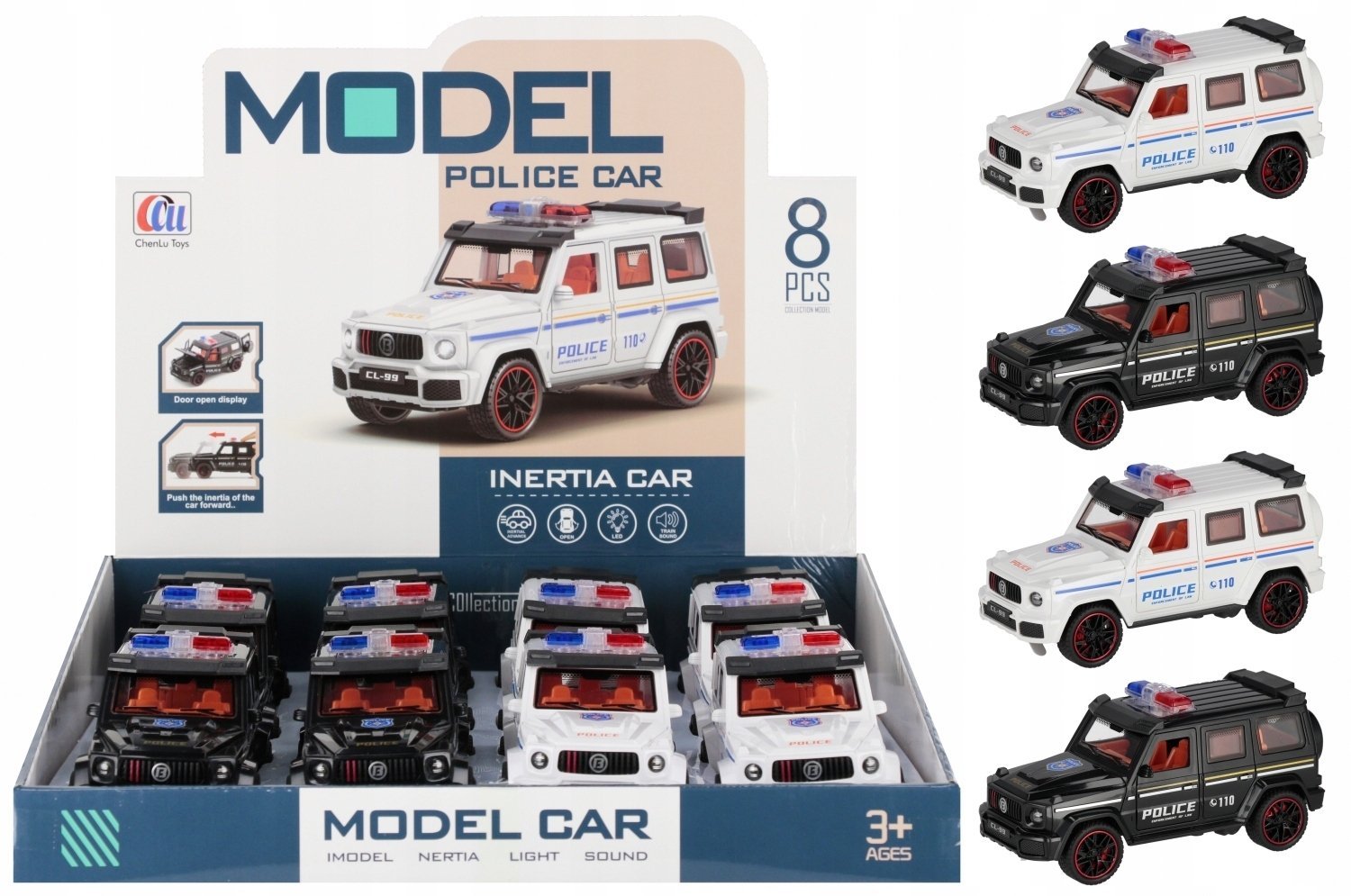 Mega Creative Auto Policja DZ/SW P/B 16CM MIX2 MC DISP 8/96 9903