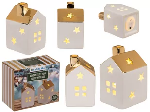 Ceramiczny domek świąteczny LED – dekoracja - Ozdoby bożonarodzeniowe - miniaturka - grafika 1
