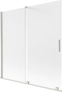 Mexen Velar parawan nawannowy 2-skrzydłowy rozsuwany 160 x 150 cm, szron, nikiel szczotkowany - 896-160-000-31-97 - Parawany nawannowe - miniaturka - grafika 1
