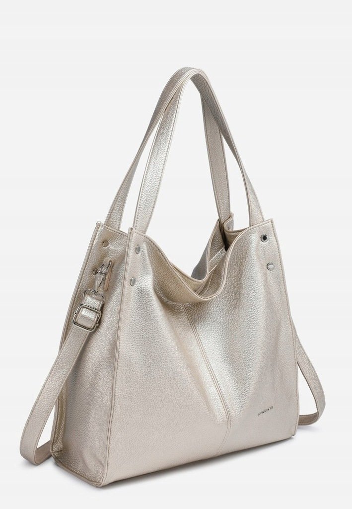 Złota Pojemna Torebka Damska na Ramię LUIGISANTO Format A4 Skóra Eko