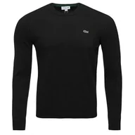 Swetry męskie - Lacoste sweter męski czarny klasyczny crew-neck S - miniaturka - grafika 1