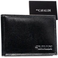 Portfele - Czarny mały ultra slim portfel męski na banknoty i karty 4U CAVALDI skóra naturalna poziomy bez zapięcia pudełko prezentowe ochrona RFID STOP - miniaturka - grafika 1