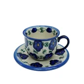 Filiżanki - Ceramiczna filiżanka ze spodkiem Ceramika Bolesławiec - miniaturka - grafika 1