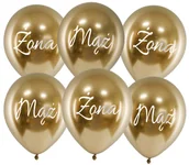 Wesele i ślub - Balony chrom, złote, Mąż, Żona 6 szt. Ślub - miniaturka - grafika 1