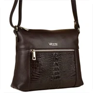 Torebki damskie - Włoska skórzana torebka listonoszka VEZZE brąz czekolada - miniaturka - grafika 1